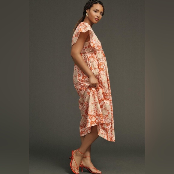 Anthropologie ⚜️ Maeve Printed Flutter-Sleeve Babydoll Dress - Picture 2 of 12